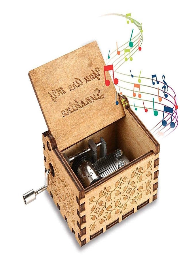 ZIBUYU® Wooden Classic Music Box with Hand Crank Birthday/Diwali Gifts with You are My Sunshine for Girls Boys Friends & Family - Image 1